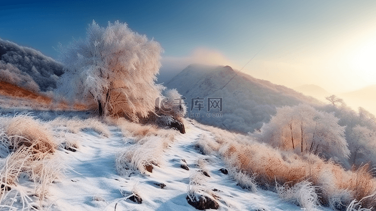 冬天山顶背景