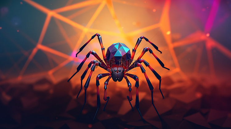 网络上低聚的时尚 3D 艺术蜘蛛