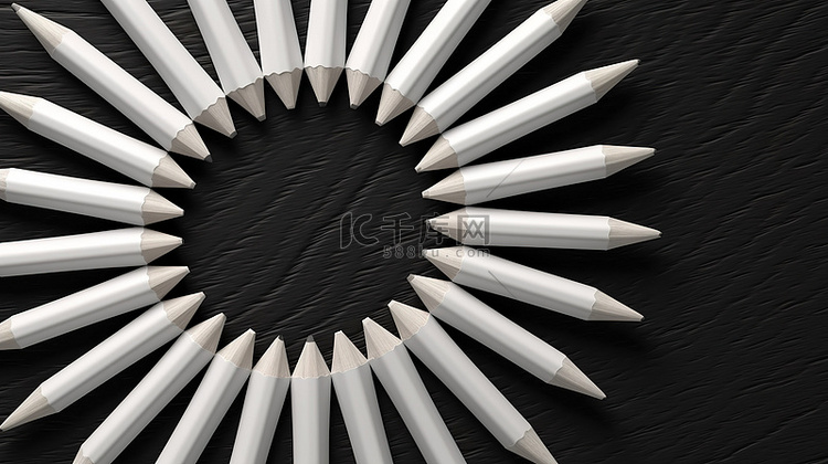 黑色桌子上白色铅笔框架的顶视图