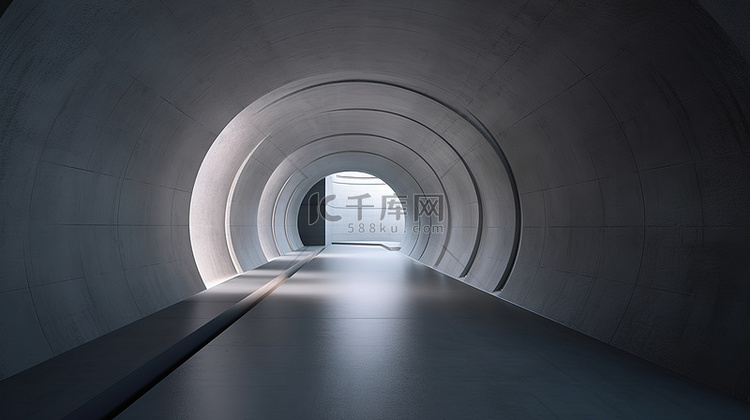 3d 超现实混凝土围护隧道内部