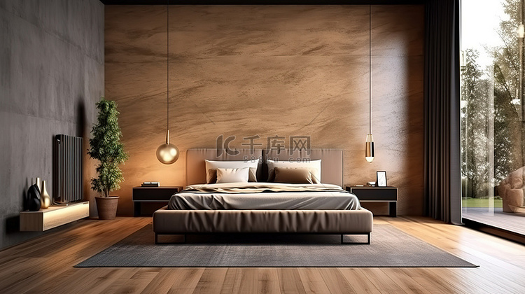 改进的豪华卧室概念，采用木地板
