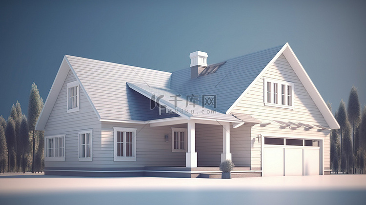 3d 渲染中房屋模型的插图