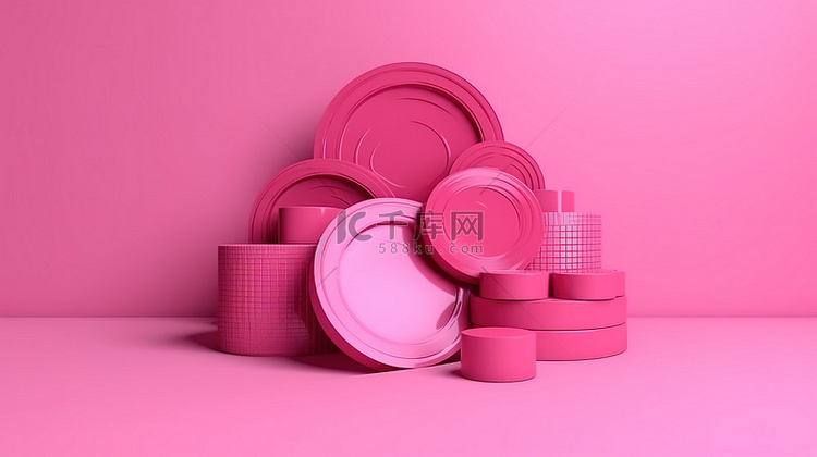 3D 渲染的粉红色折扣优惠券展