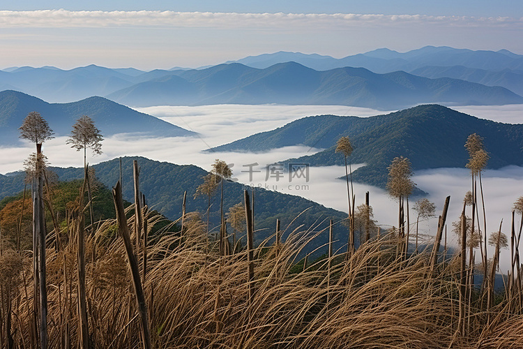 云中周围群山的景色