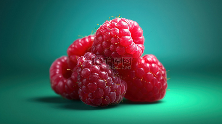 红树莓的甜美 3D 插图