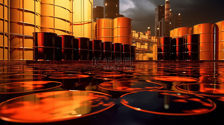 背景 3D 渲染图像中的石油存