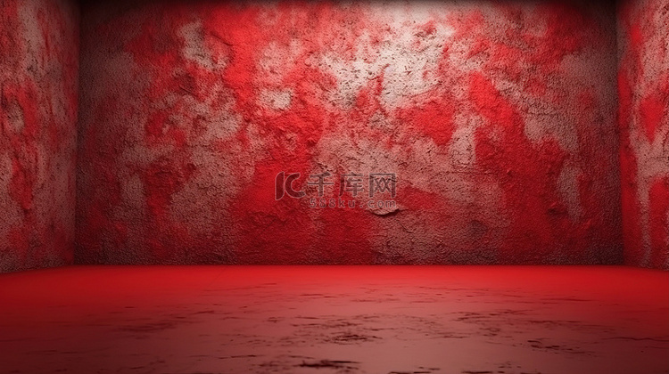 红色 3d 渲染中的圣诞主题抽