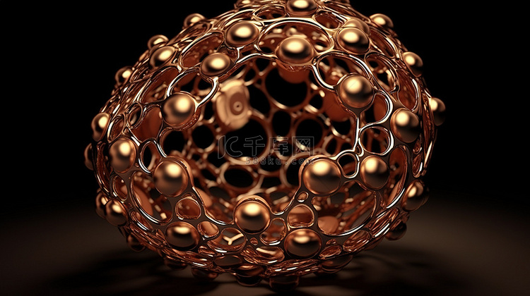 棕色 3d 渲染中的圆形分子结构