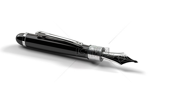 白色背景上孤立钢笔的 3d 渲染