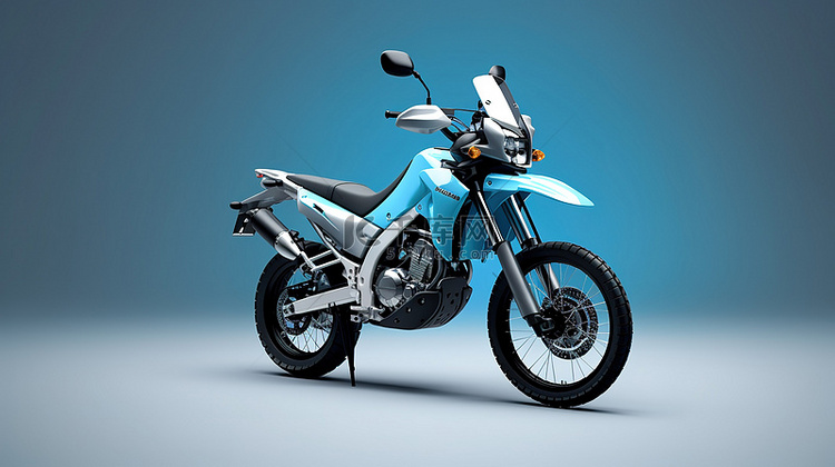 轻型蓝色旅游耐力摩托车的 3D