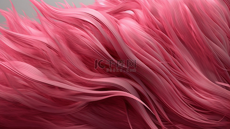 抽象 3D 渲染中流动的粉红色头发