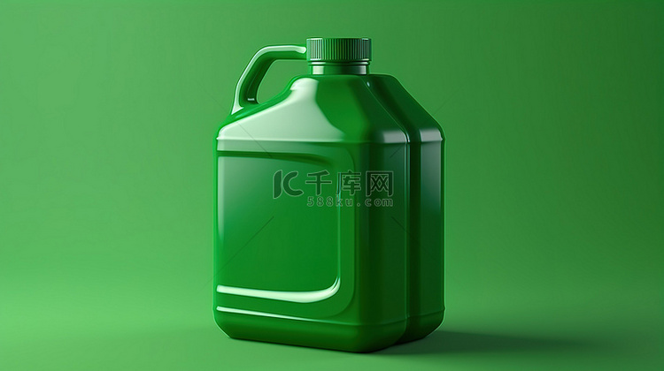 空白背景上绿色塑料加仑的 3d