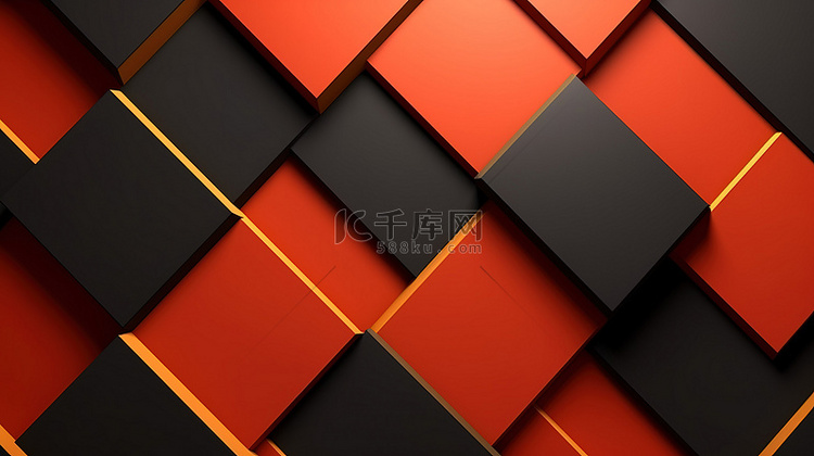 单色背景与编织几何图案和红色橙