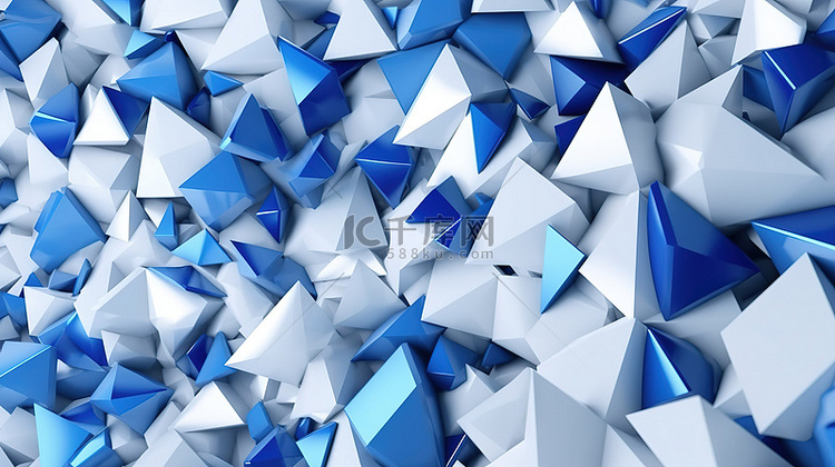 3d 渲染三角形蓝色和白色背景