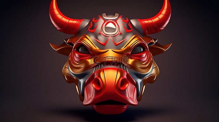 蒙面红牛的生动 3D 渲染