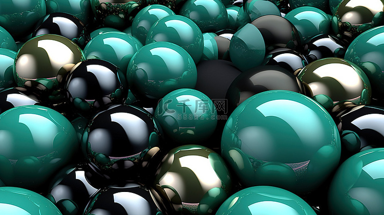 绿色蓝色黑色和米色色调的球体作