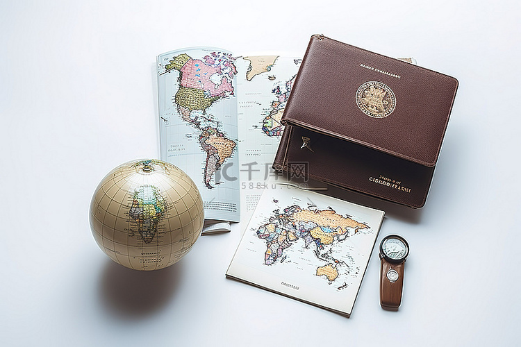 全球护照簿和飞机