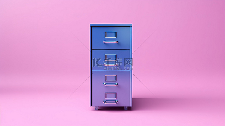 双色调风格的蓝色文件柜站在 3