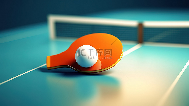 运动爱好者乒乓球器材的 3d 图标