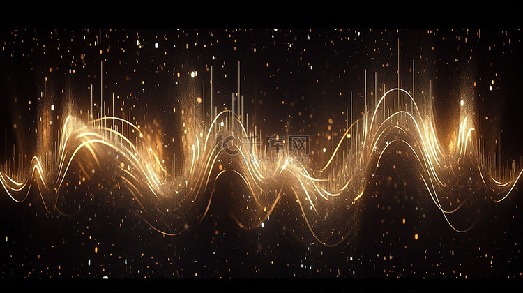 3d 渲染中的抽象金波粒子背景