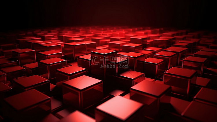 3d 渲染中的抽象红色立方体框