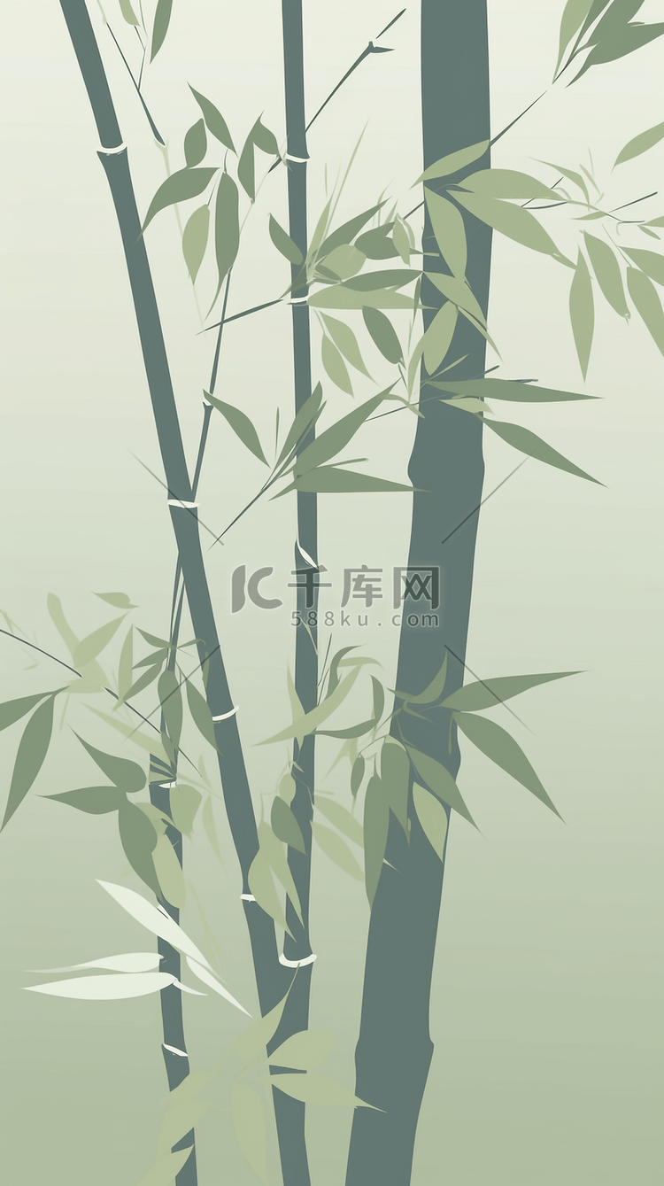 卡通竹子背景竹叶植物创意插画自