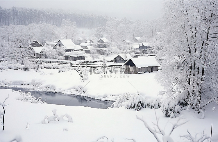 村庄地区被雪覆盖