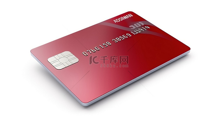 白色背景上信用卡的 3d 渲染