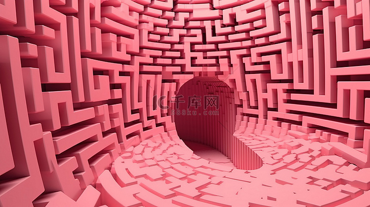 3D 插图迷宫式地牢逃生或拼图