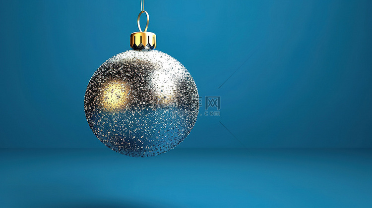 蓝色背景与圣诞球的孤立 3D 插图