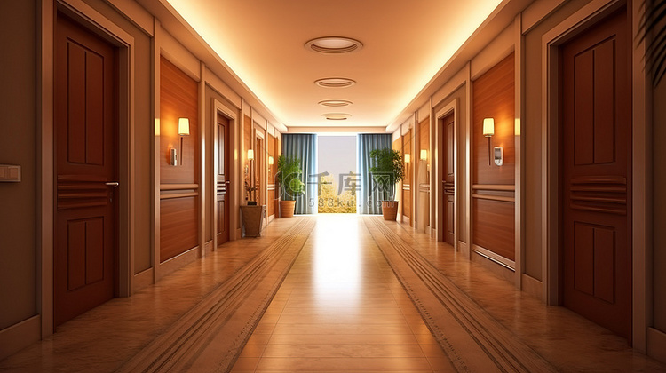 令人惊叹的 3D 豪华酒店房间入口