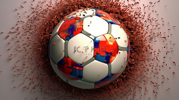 足球足球纹理的 3D 渲染形成
