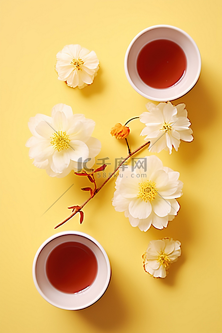一杯茶里的花