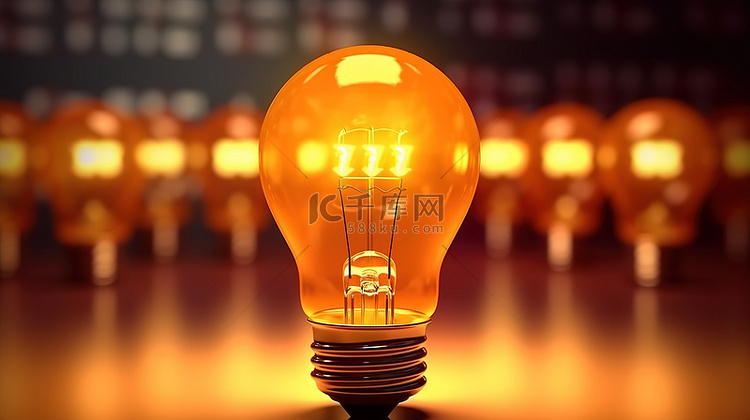 灯泡创意概念的启发性洞察 3D