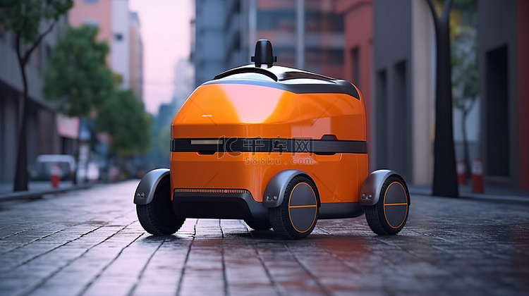 设计巧妙的自主送货机器人在道路