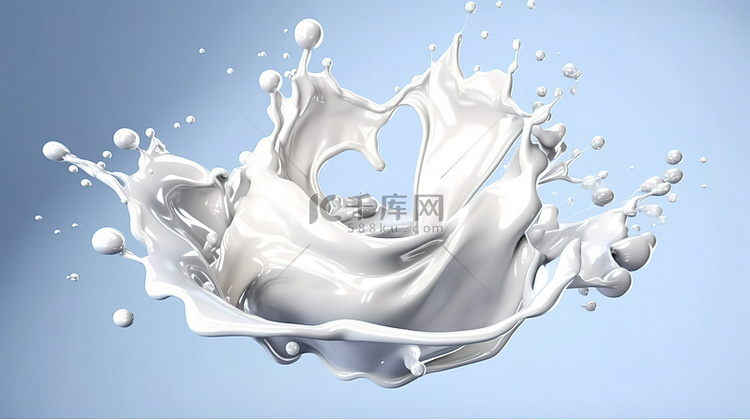乳制品喜悦 3D 捕捉的牛奶和