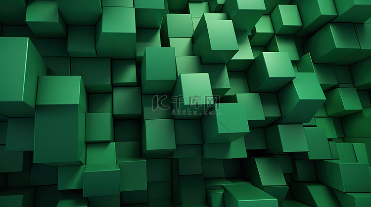 充满活力的绿色当代 3D 渲染
