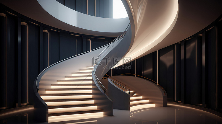3d 模型中的当代楼梯设计