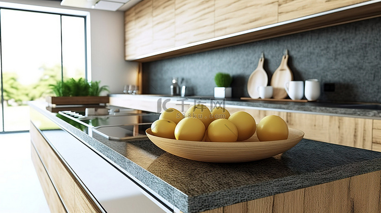 厨房台面设计的 3D 概念