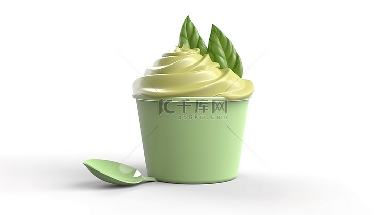 卡通风格 3D 渲染软服务绿茶
