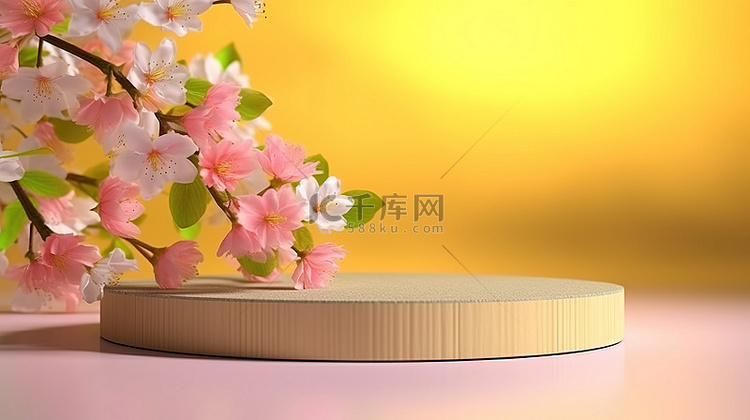 春天宁静 3d 讲台装饰着天然花朵