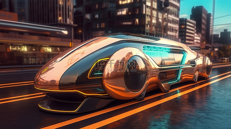 元宇宙启发未来运输车辆 3D 渲染
