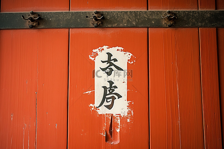 红色的门，上面写着中文