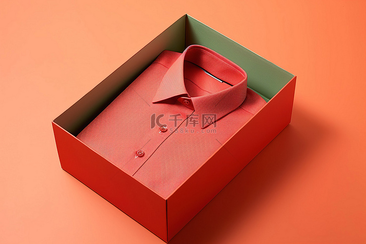 一件红色衬衫装在一个空的红色盒