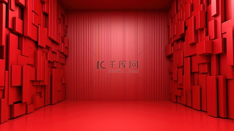 3D 墙具有充满活力的红色色调