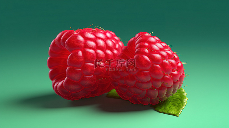 红树莓的甜美 3D 插图