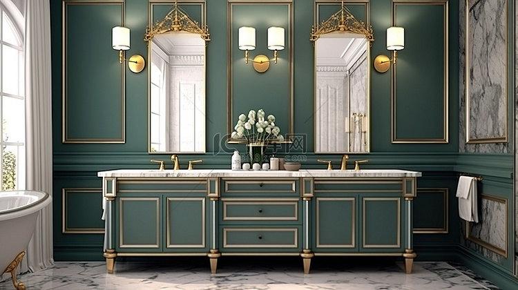 现代新古典主义豪华家具在浴室奢