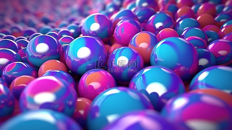 蓝色粉色和紫色抽象 3D 插图