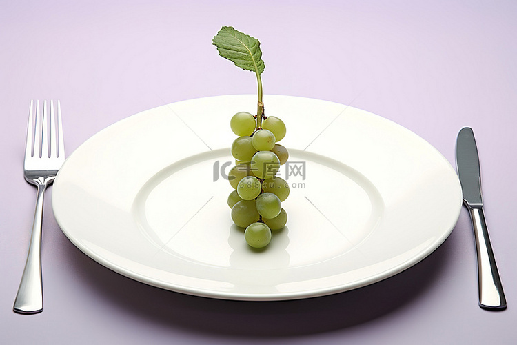 盘子上的葡萄茎