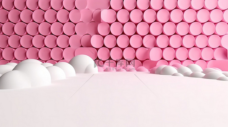 粉色和白色蜂窝工作室套装的抽象